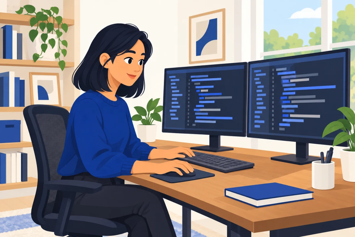 Illustration: an IT consultant at a laptop